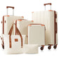 Brown & White 6-Piece Expandable Hardshell Luggage Set
