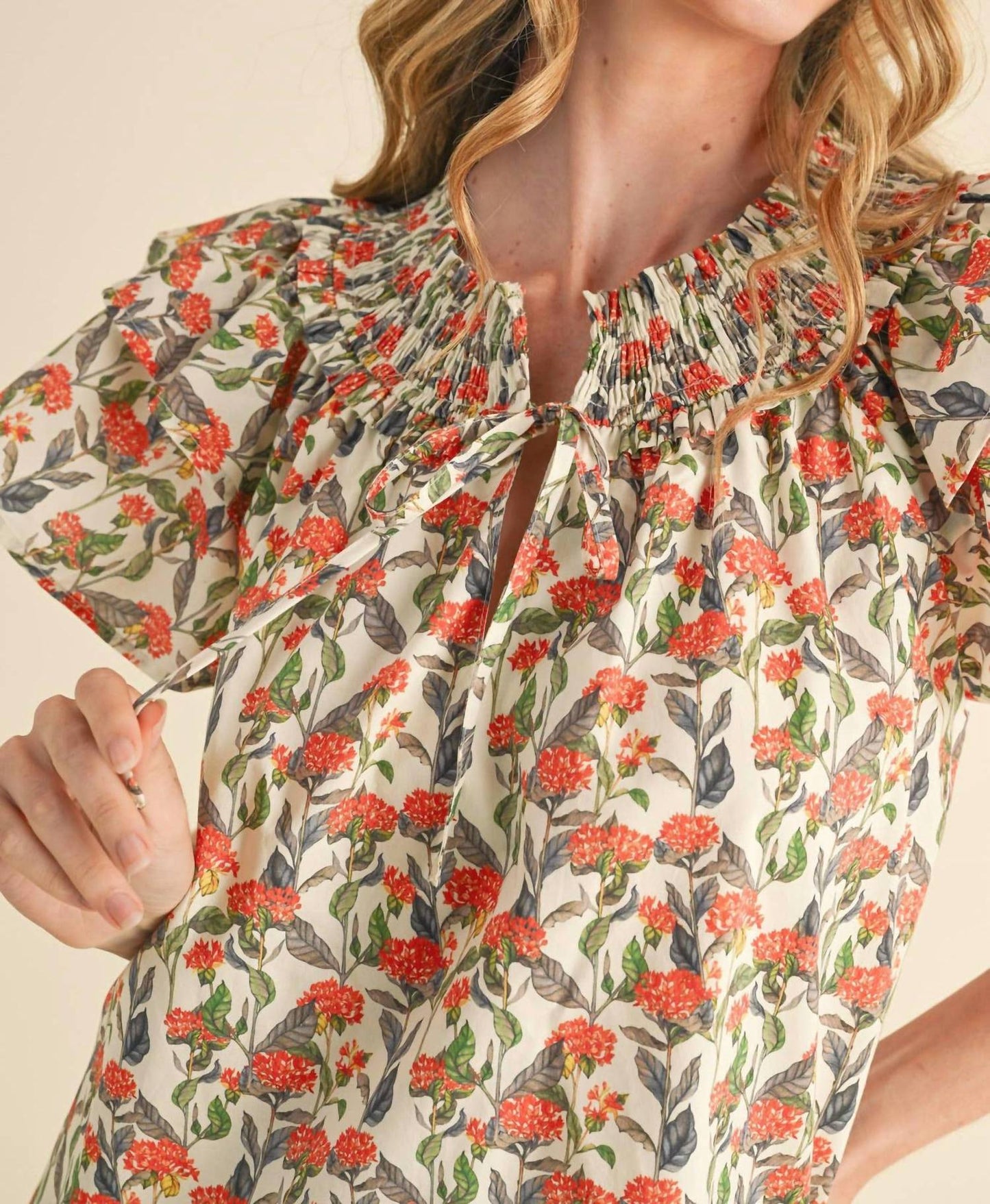 &Merci - Floral Flutter Sleeve Blouse
