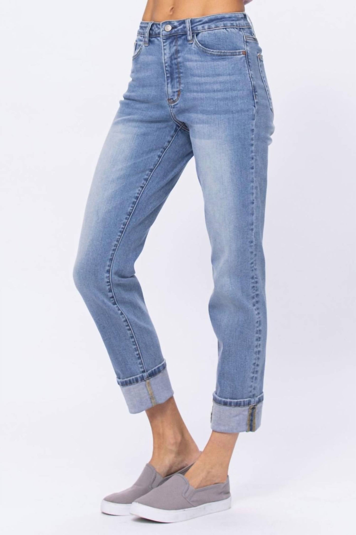 Judy Blue - Hi Waist Vintage Wash Boyfriend Jeans
