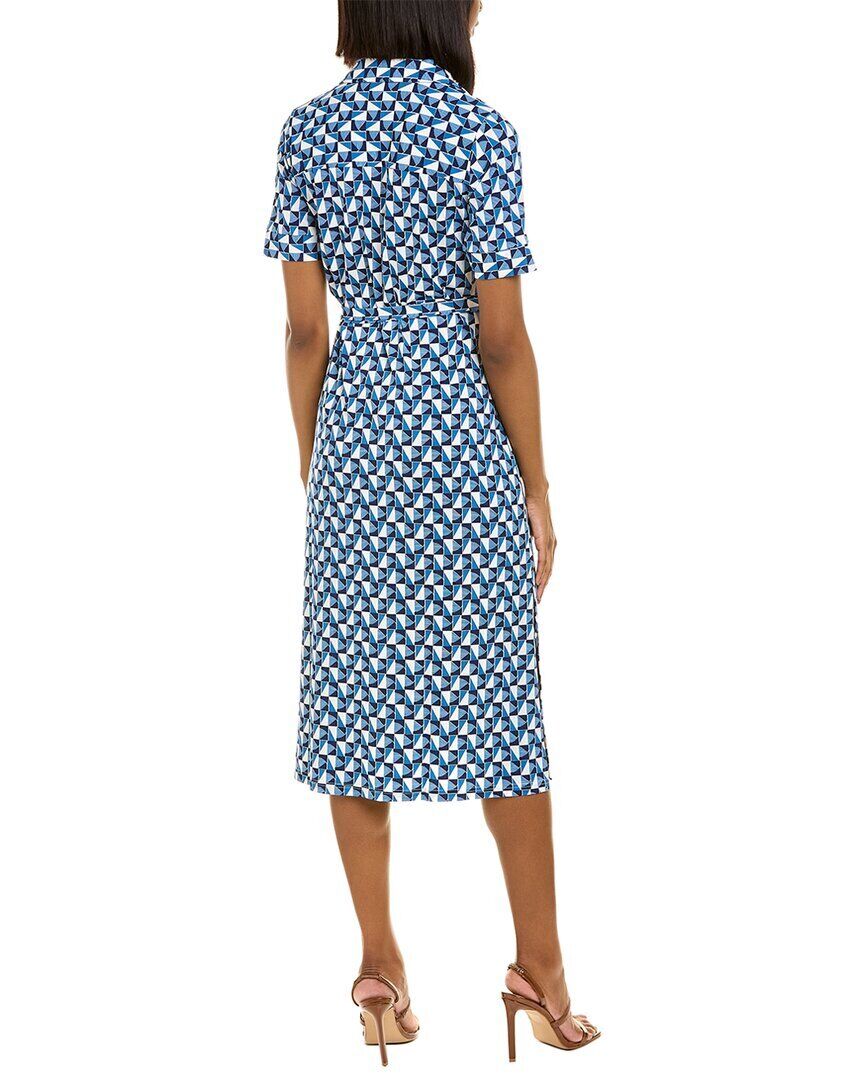 Leota Women's Jade Shirt Dress in Sunrise Geo Sea of Belize Marshmallow Medium Lord & Taylor Blue Size M