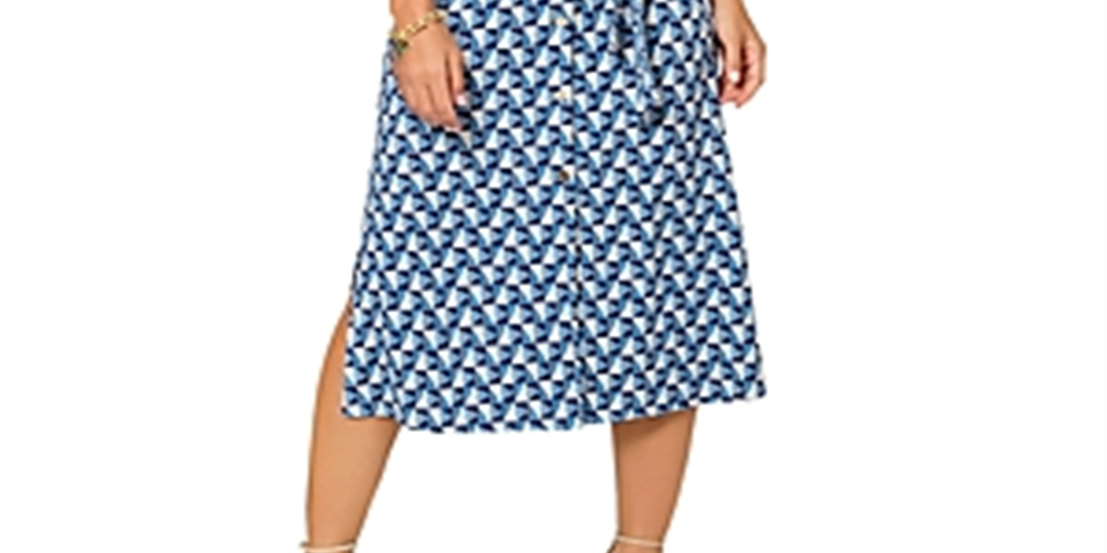 Leota Women's Jade Shirt Dress in Sunrise Geo Sea of Belize Marshmallow Medium Lord & Taylor Blue Size M
