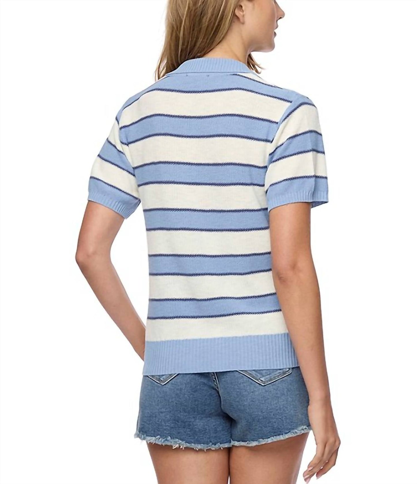 Flags & Anthem - Maben Striped Short Sleeve Sweater Polo Shirt