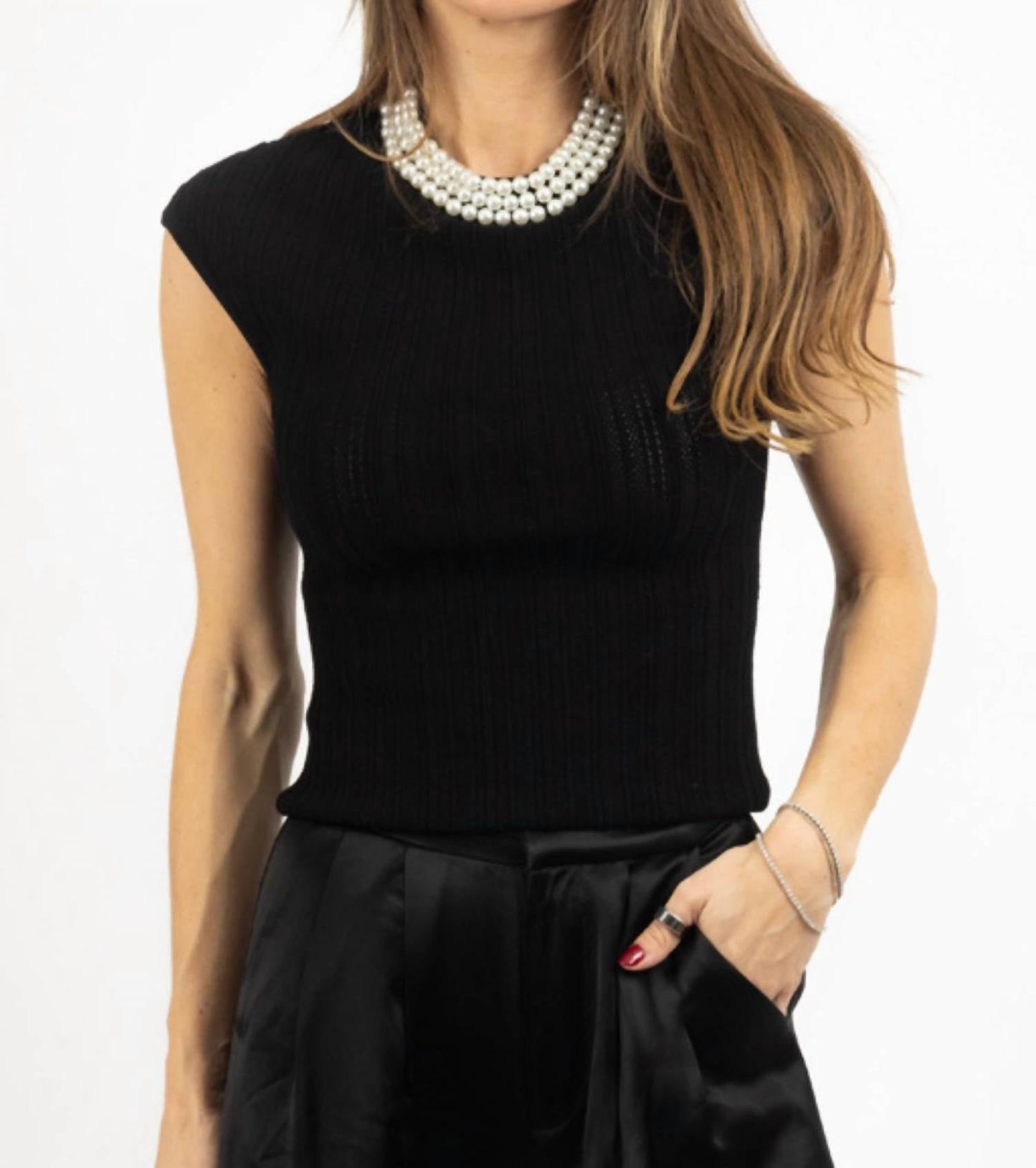 Bibi - Vivi Pearl Trim Top