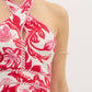 Entro - Halter Bow Tied Tiered Paisley Midi Dress