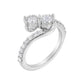 10K White Gold Two-Stone Miracle-Set Diamond Bypass Ring (1 Cttw, H-I Color, I1-I2 Clarity) - Size 6