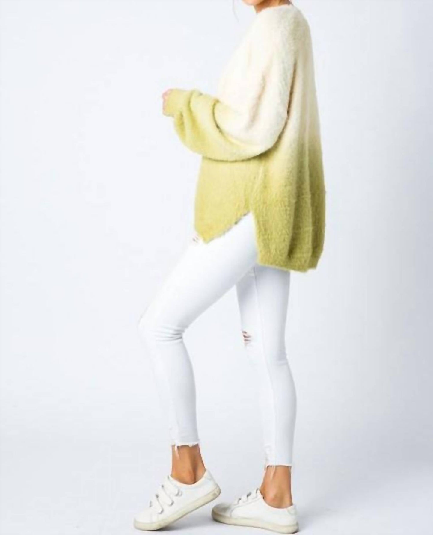 &Merci - Dip Dye Faux Fur Oversize Sweater Top