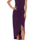 Xscape Ruffle Off the Shoulder Scuba Crepe Midi Dress in Mulberry, Size 12
