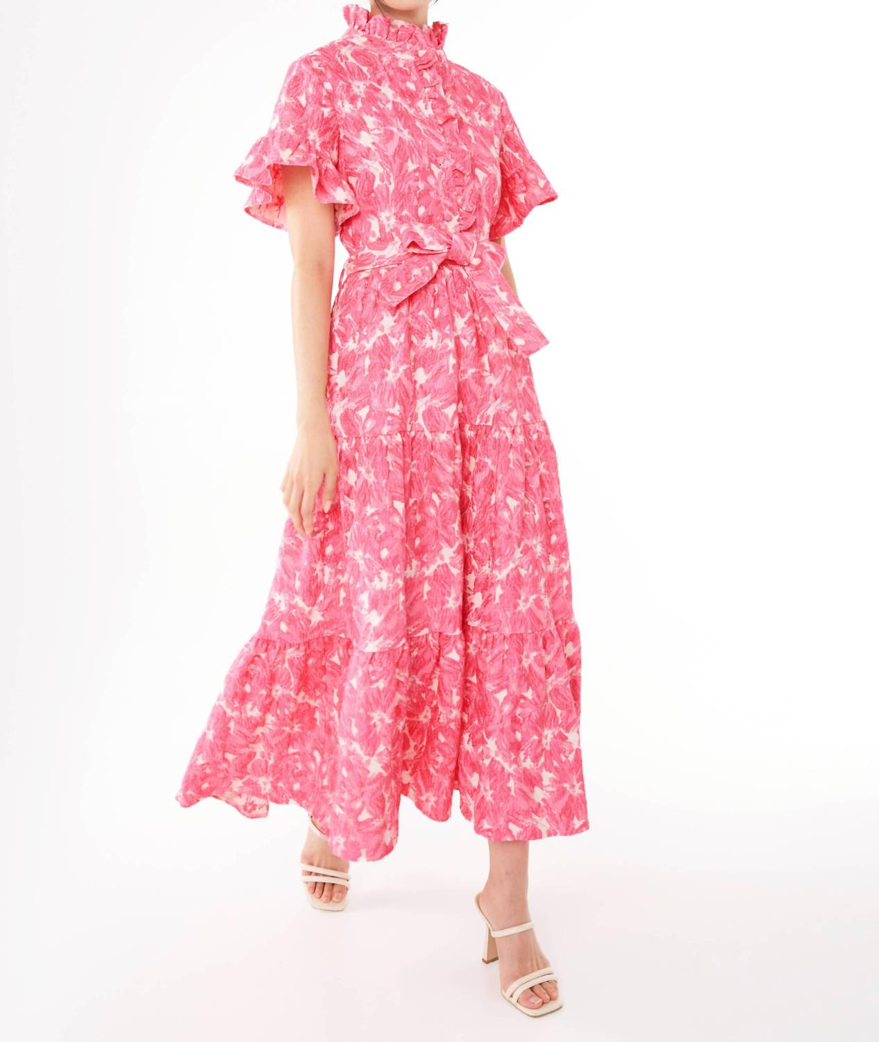 Abbey Glass - Sadie Hibiscus Jacquard Maxi Dress