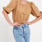 2.7 August Apparel - Macie Ponte Puff Sleeve Top