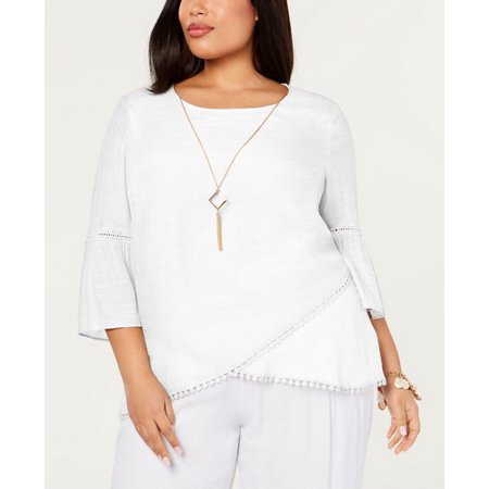 plus-size-white-crossover-hem-necklace-top