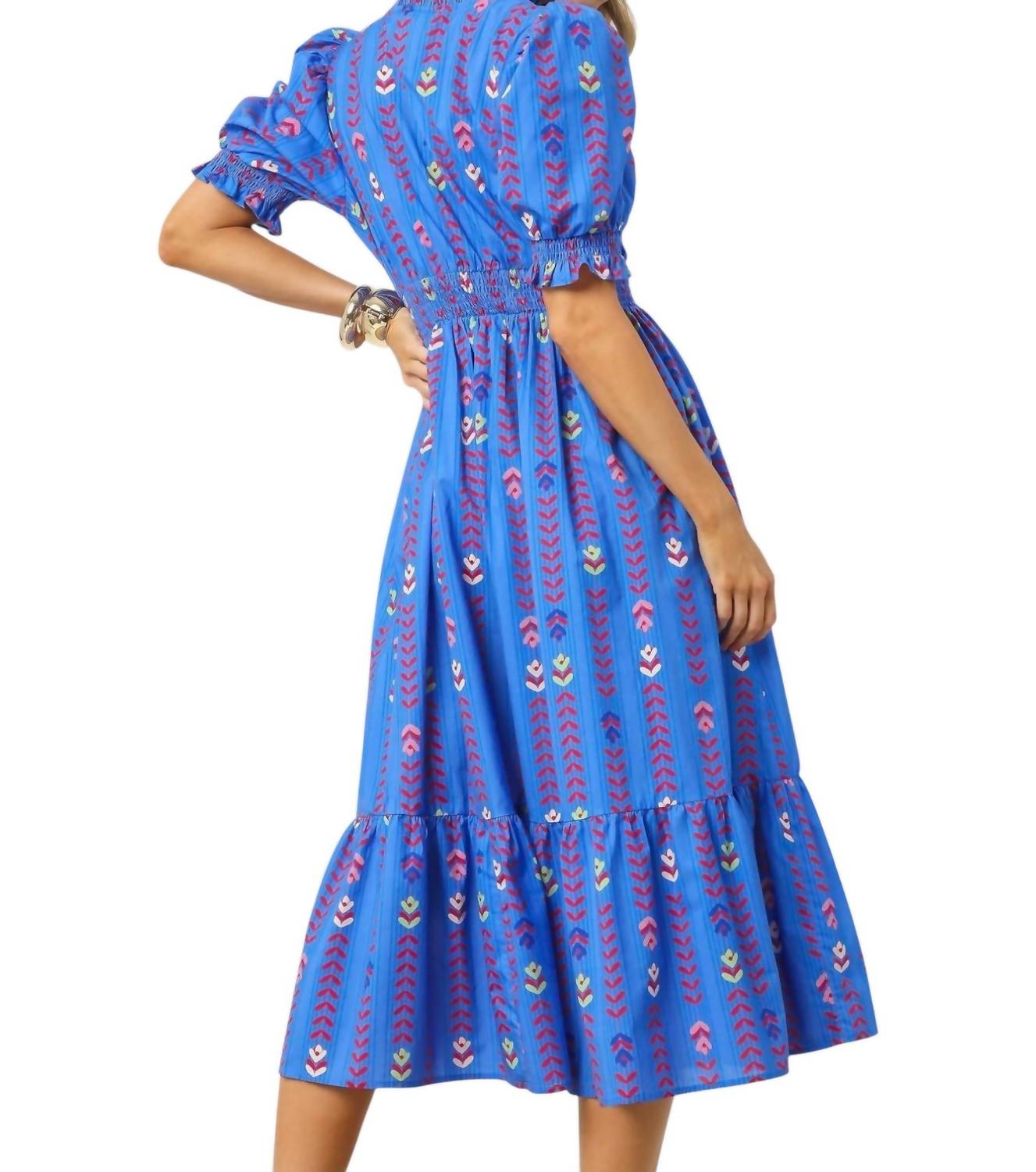 Style Usa - Vibrant Ruffle Smocked Midi Dress
