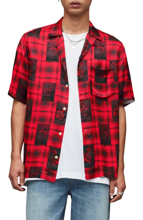 allsaints-fritillaria-plaid-short-sleeve-button-up-shirt-in-vermillion-red-size-small