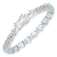 7.71 Carat Genuine Aquamarine and White Diamond .925 Sterling Silver Bracelet