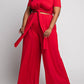The Curve La - Plus Size Wrap Around Short Sleeve Top And Pants Set