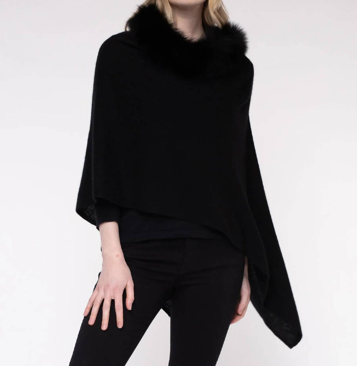 Alashan Cashmere - Fox Trim Topper Poncho