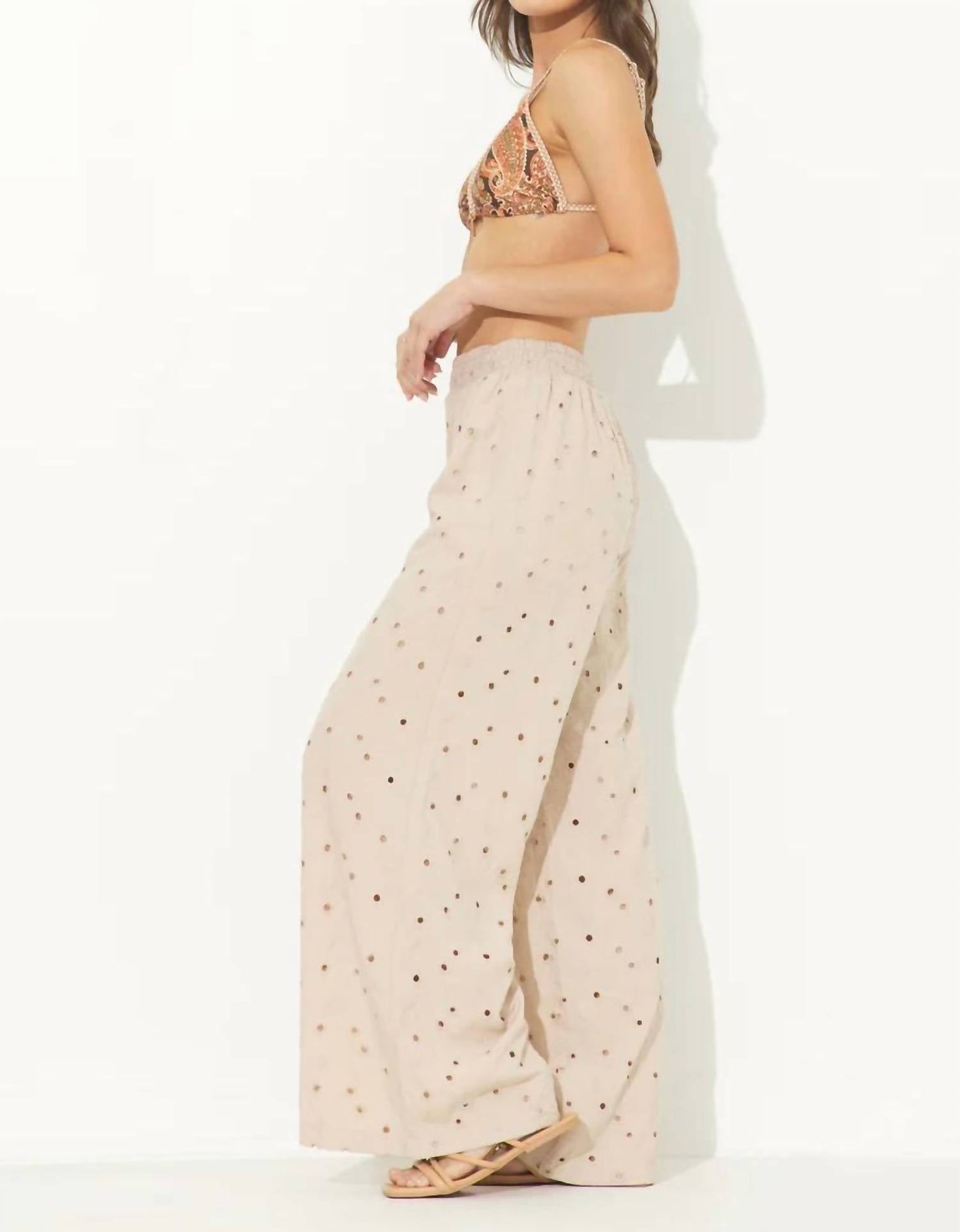 Ocean Drive - Floral Eyelet Wide Leg Pants