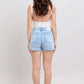 Judy Blue - Judy Blue Mid Rise Garment Dyed Cyan Denim Short 150348