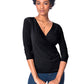 Leota Women's Rouched Wrap Top Black