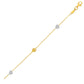 14k Two-Toned Yellow and White Gold Anklet with Textured Hearts
