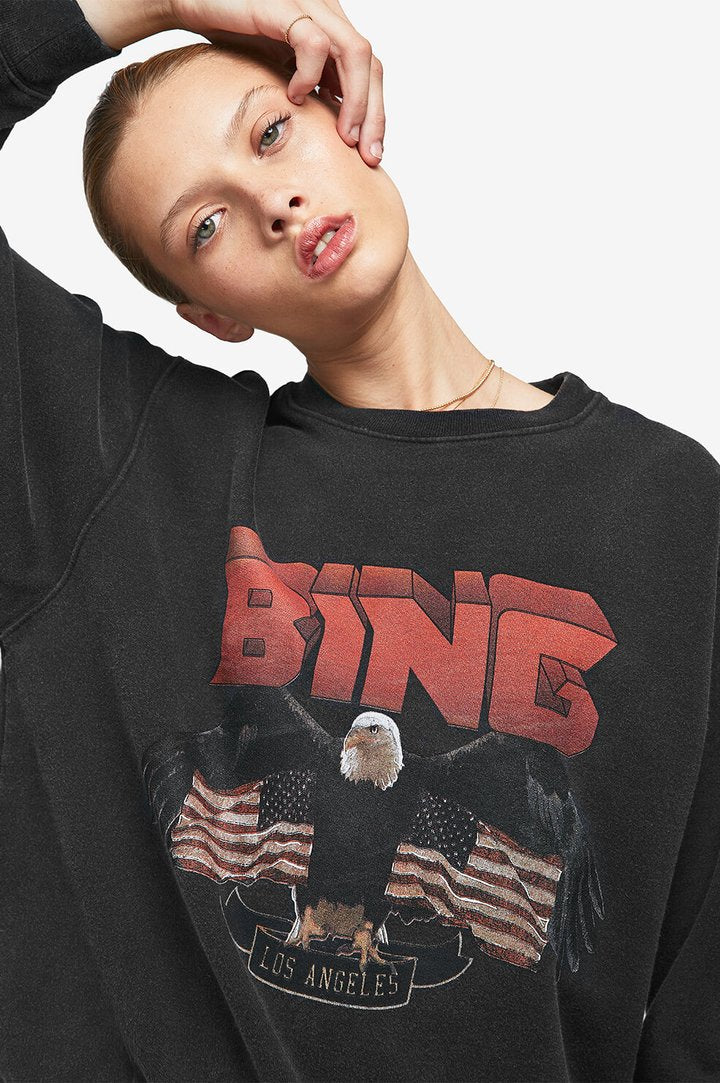 ANINE BING Vintage Bing Graphic Sweatshirt Black Size XS