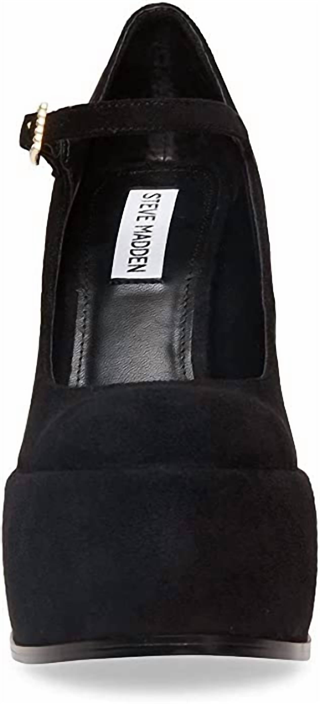 Steve Madden - Women's Elyssa Block Heel Retro Mary Jane Velvet Platform Pumps