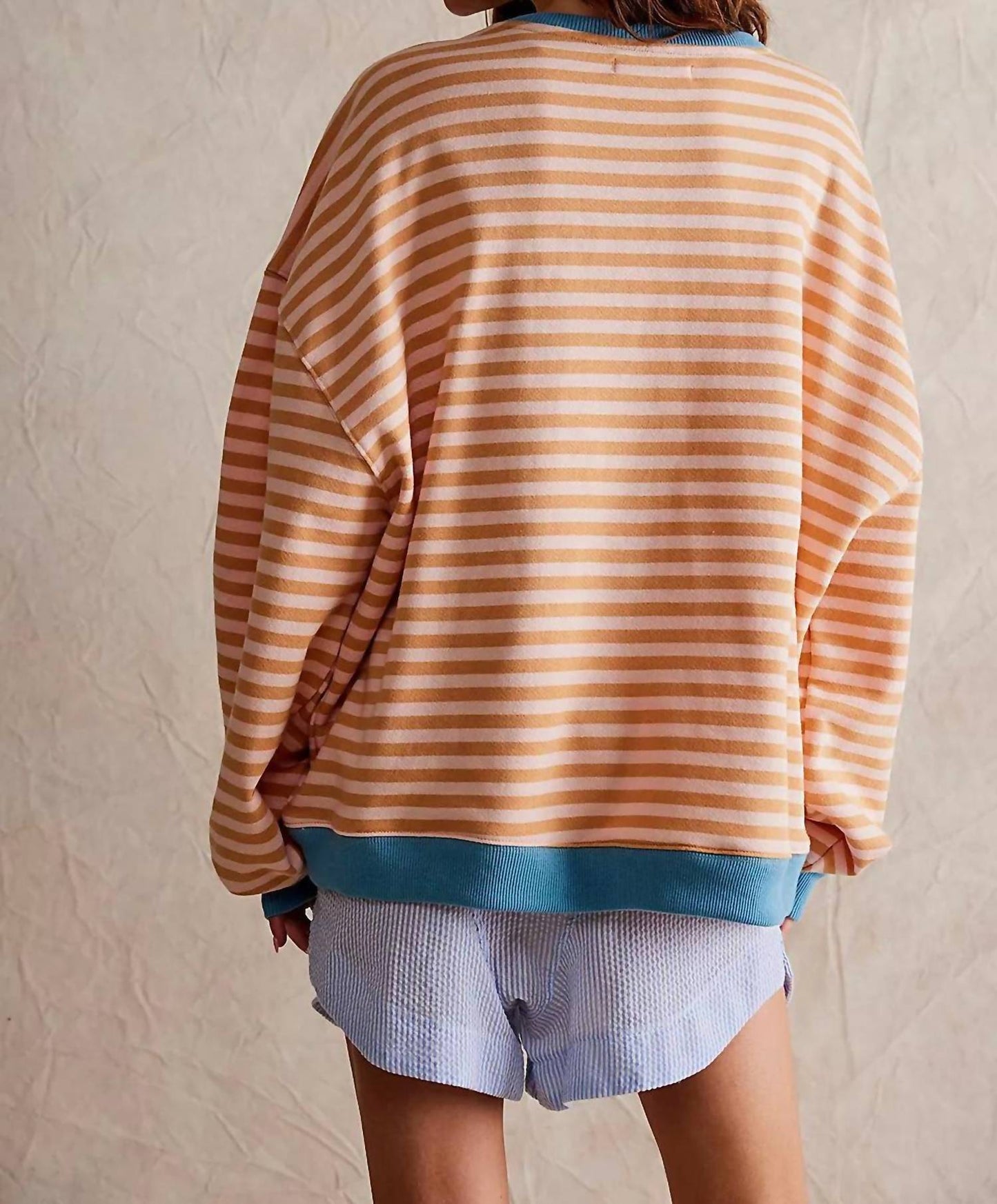 Free People - Striped Oversized Crewneck Sweatshirt