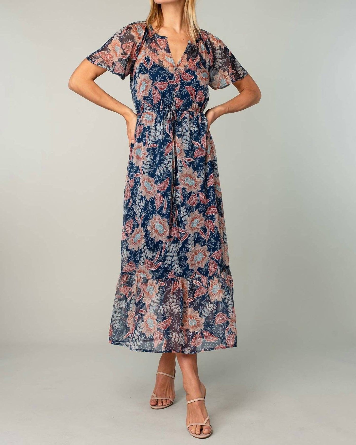 लवस्टिच - फ्लोरल शिफॉन मैक्सी ड्रेस