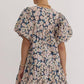 Entro - Ballina Floral Print V-Neck Bubble Sleeve Mini Dress