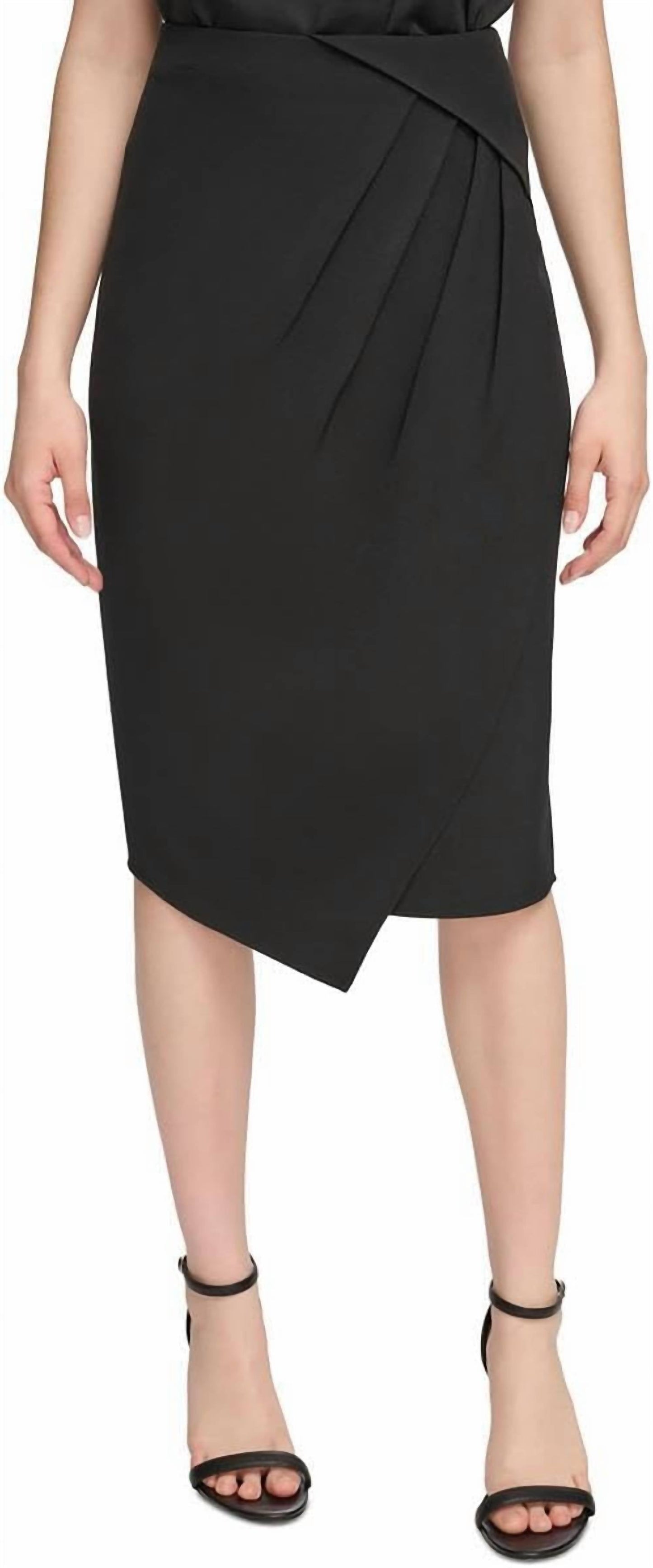 केल्विन क्लेन - प्लीटेड नी लेंग्थ रैप स्कर्ट