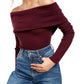 Women's Free People Snowbunny Off The Shoulder Long Sleeve Tee, Size X-Large - Burgundy