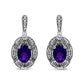 .925 Sterling Silver Diamond Accent and 8x6mm Purple Oval Amethyst Stud Earrings (I-J Color, I1-I2 Clarity)