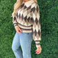 Aaron & Amber - Argyle Pattern Collar Sweater Top