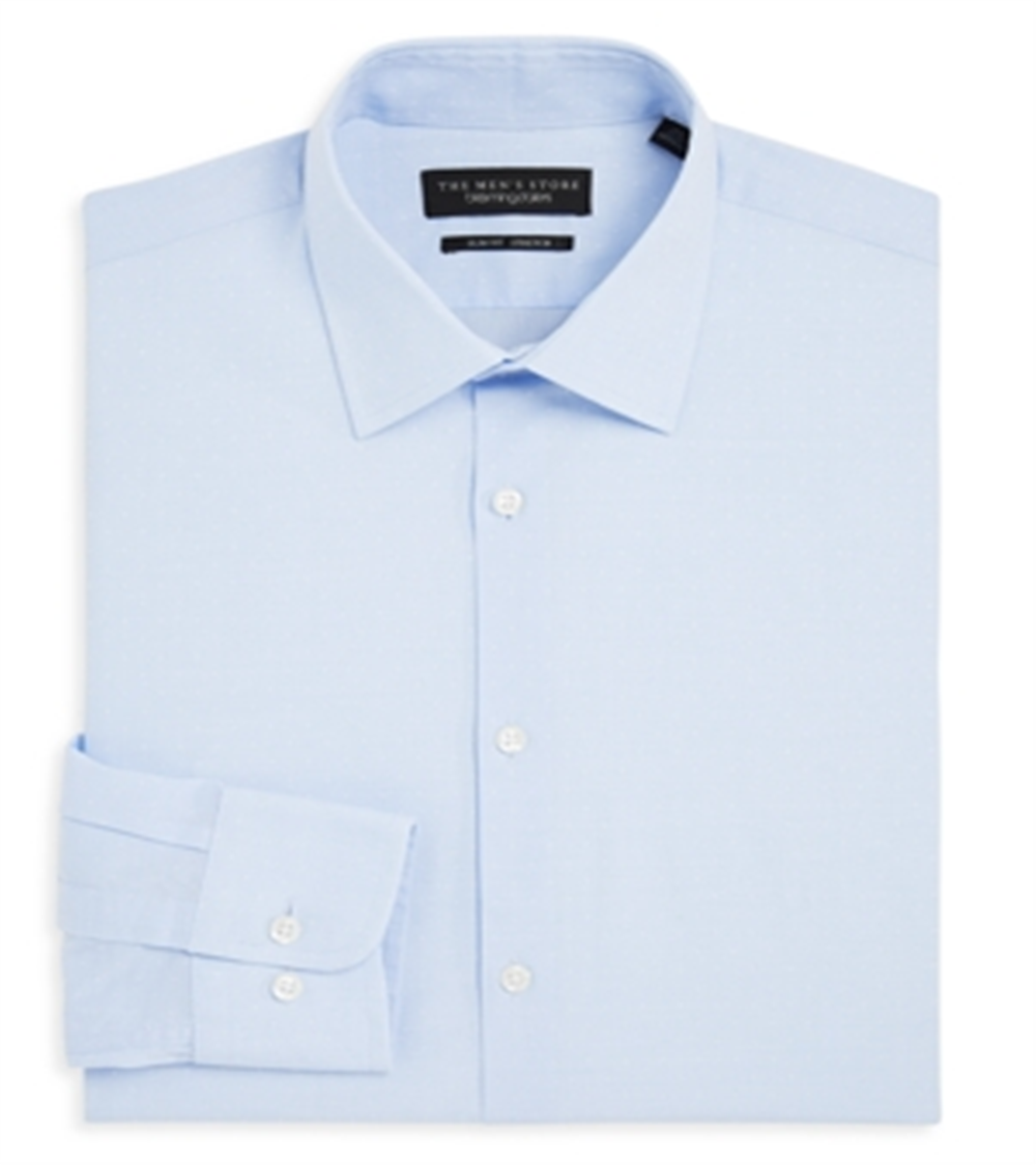 The Men's Store at Bloomingdale's Slim Fit Blue Dobby Stretch Dress Shirt Size 17x34-35"