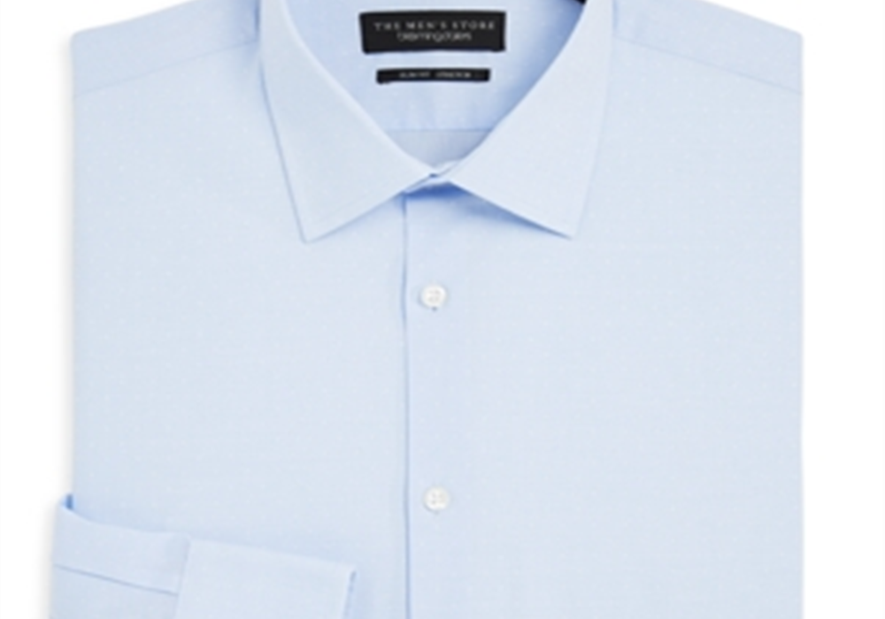 The Men's Store at Bloomingdale's Slim Fit Blue Dobby Stretch Dress Shirt Size 17x34-35"