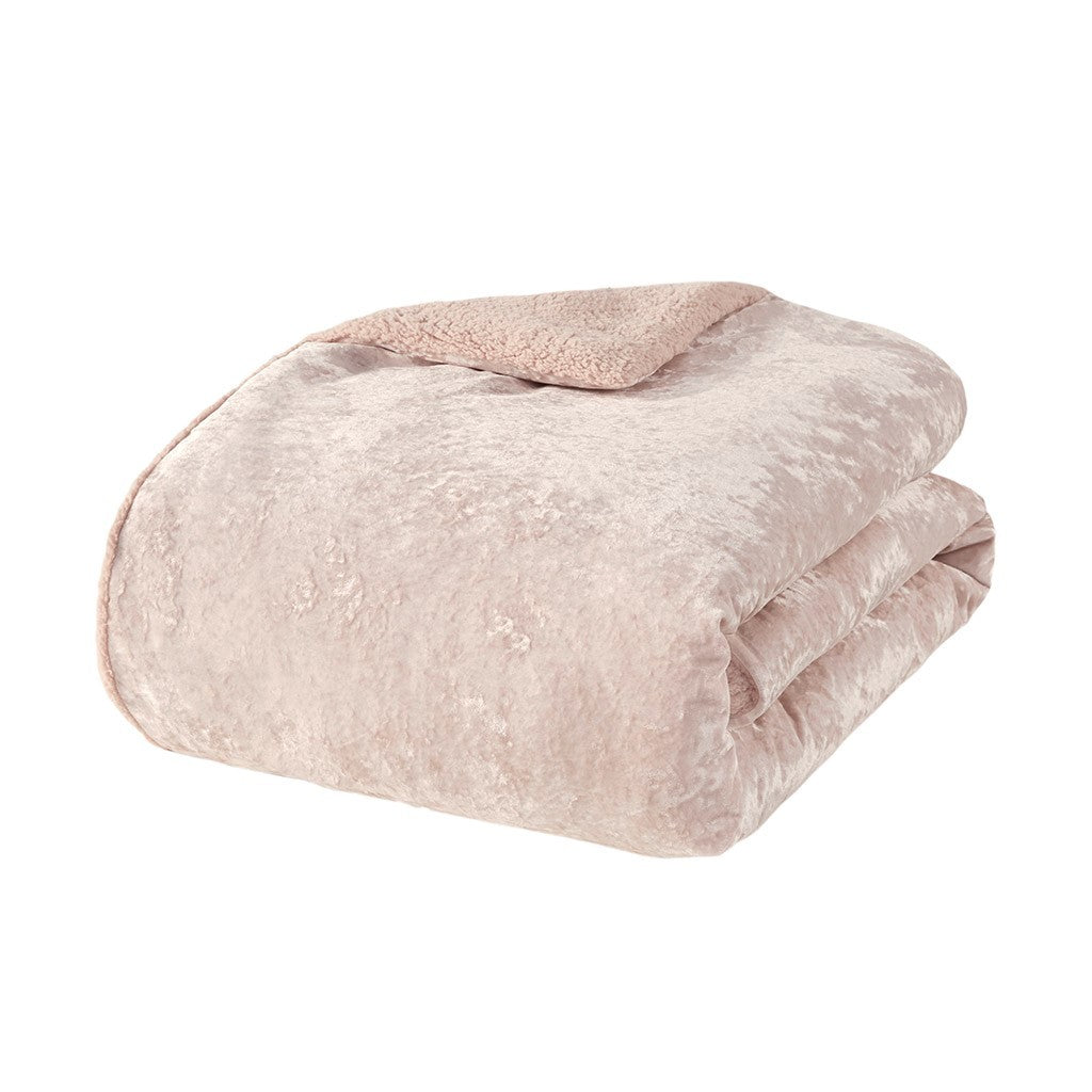 Full/Queen Crushed Velvet Sherpa Reversible Comforter Set