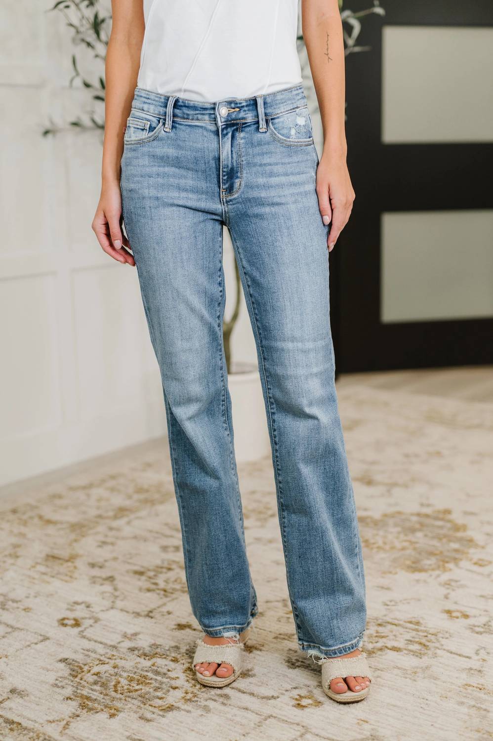 Judy Blue - Mid Rise Destroy Hem Bootcut Jeans