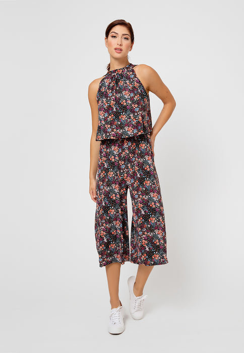 Leota Women's Skyler Cropped In Confetti Floral Jumpsuit Purple
