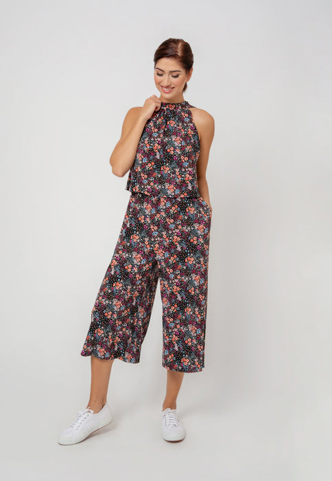 Leota Women's Skyler Cropped In Confetti Floral Jumpsuit Purple