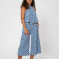Leota Women's Skyler Wide Leg Cropped Jumpsuit Blue Size Medium