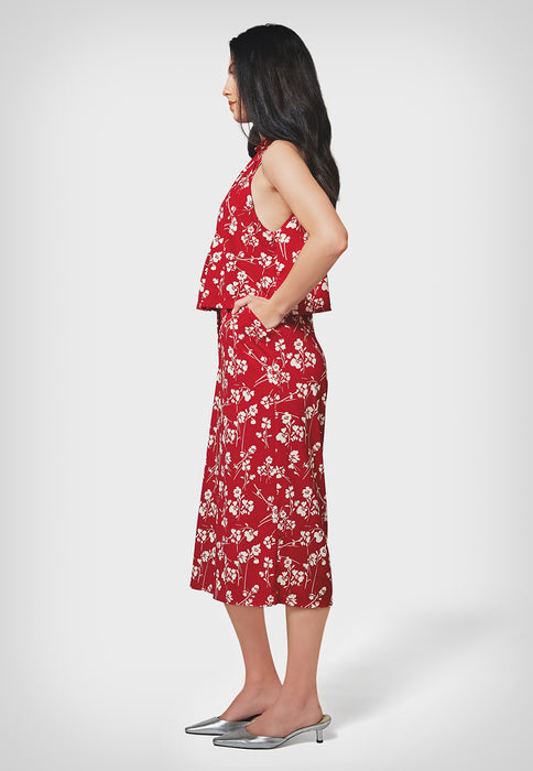 Leota Women's Skyler Cropped In Casanova Cherry Jumpsuit Red