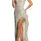 Jovani - Sequin Feather Gown