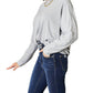 Double Take - Seam Detail Round Neck Top with Sheer Sleeves