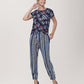 Leota Women's Poolside Stripe Tuxedo Jogger Pant Blue