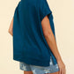 Haptics - Notched Neck Dolman Embossed Star & Stripe Usa Patch Top