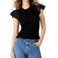 Steve Madden - Cecilie Crew Neck Short Sleeve Smocked Peplum Top