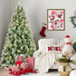 6FT Christmas Tree with 300 Warm White LED Lights – , Hinged Branch Design, Sturdy Metal Stand
