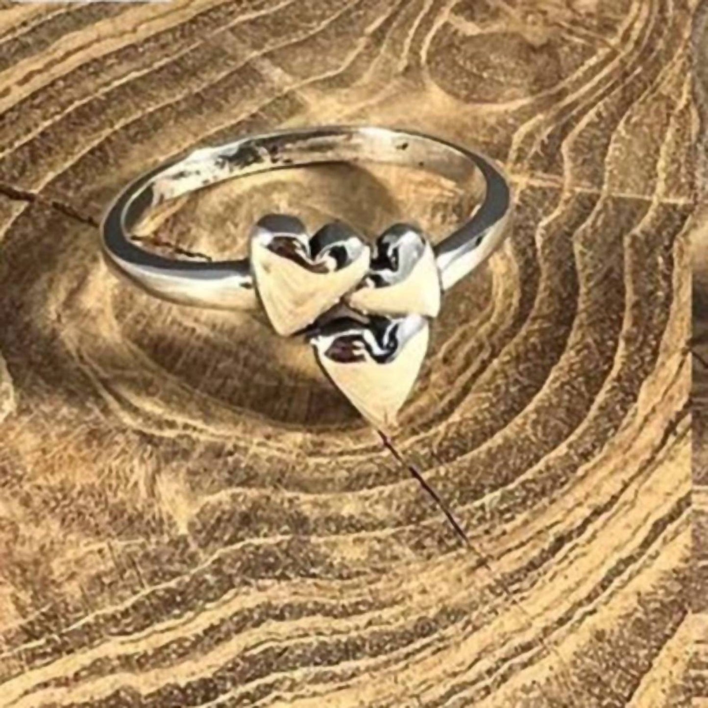 Boho Sol - Women's Triple Heart Stacker Layer Ring