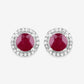 1.22 Carat Genuine Ruby and White Diamond 14K White Gold Earrings