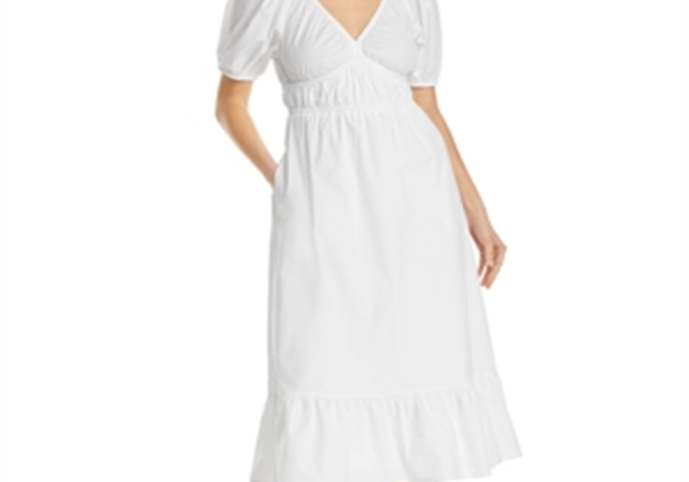Vineyard Vines Poplin Puff Sleeve Midi Dress