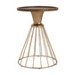 Hollow Edge Retro Art Pine Side Table with Antique Gold and Natural Color